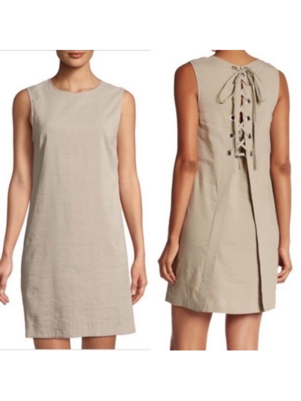 Theory keshelle Shift Dress linen blend with Lace-Up Back - Picture 1 of 7